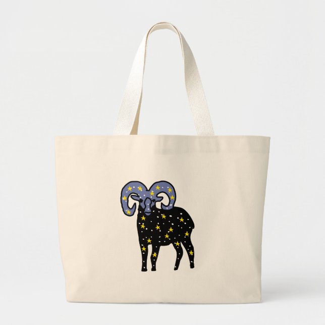Aries Ram Spirit Tote – Cosmic Zodiac Energy Jumbo Stoffbeutel (Vorne)