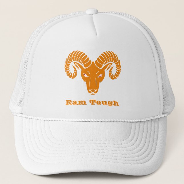 Aries Ram Super Orange Sport Truckerkappe (Vorderseite)