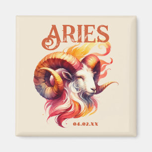 Aries Ram Watercolor Zodiac Sign Custom Geburtsdat Magnet