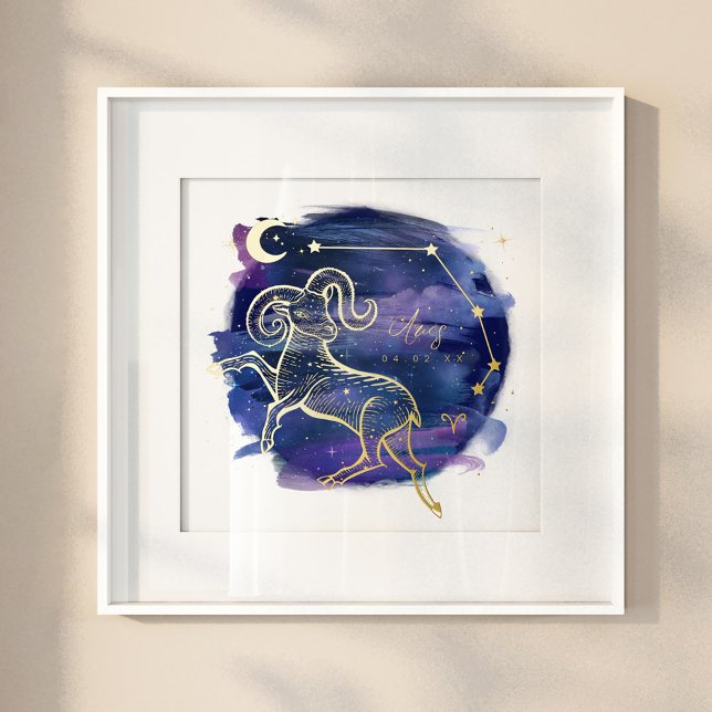 Aries Ram-Zeichen des Zodiac Custom Geburtsdatum Foliendrucke (Von Creator hochgeladen)