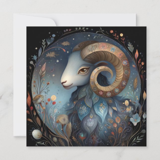 Aries Ram Zodiac Astrology Mystical Birthday Karte (Vorderseite)