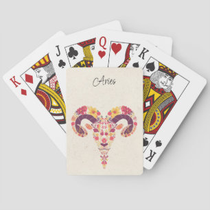 Aries Ram Zodiac Floral Spielkarten