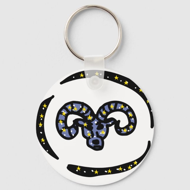 Aries Ram Zodiac Keychain – Minimal Cosmic Ram Schlüsselanhänger (Vorderseite)