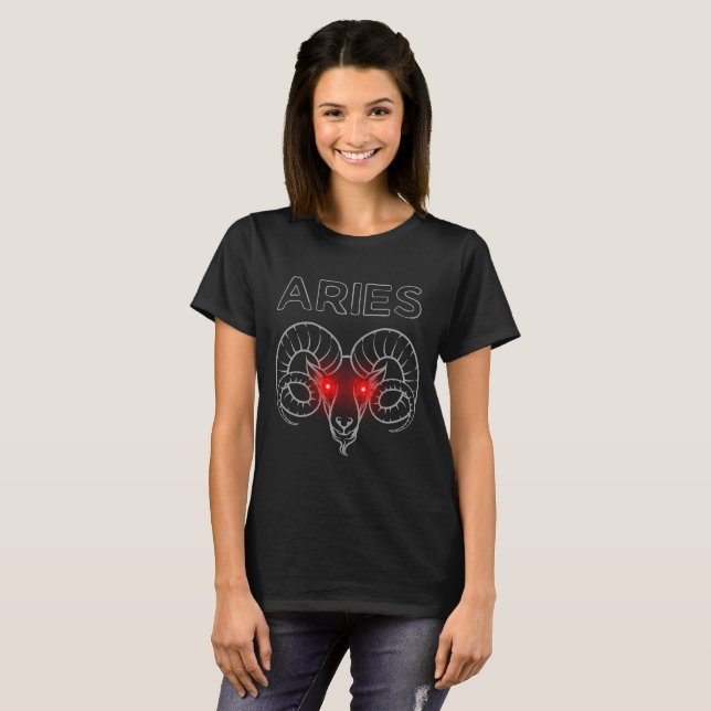 Aries red-mit Augen Ram Dark T-Shirt (Vorne ganz)
