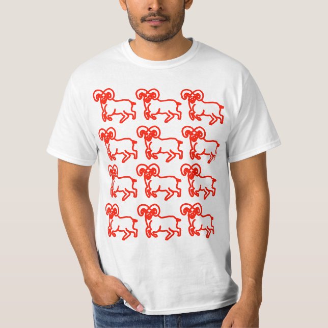 Aries Red Outline Ram T‑Shirt – Bold Aries Energy  T-Shirt (Vorderseite)