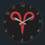 ARIES Rote Astrologie Zodiac März April Geburtstag Große Wanduhr<br><div class="desc">Anpassen mit jedem Text.</div>