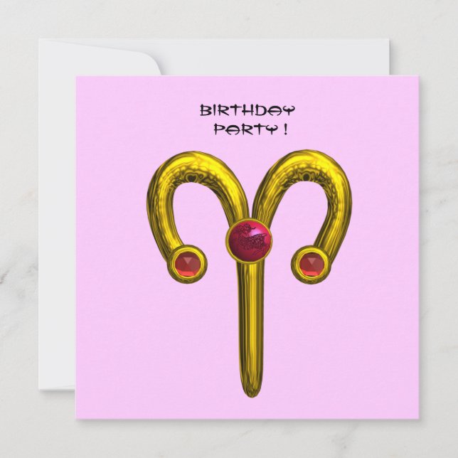 ARIES RUBY , hellgelb, rosa violett rot Ankündigung (Vorderseite)