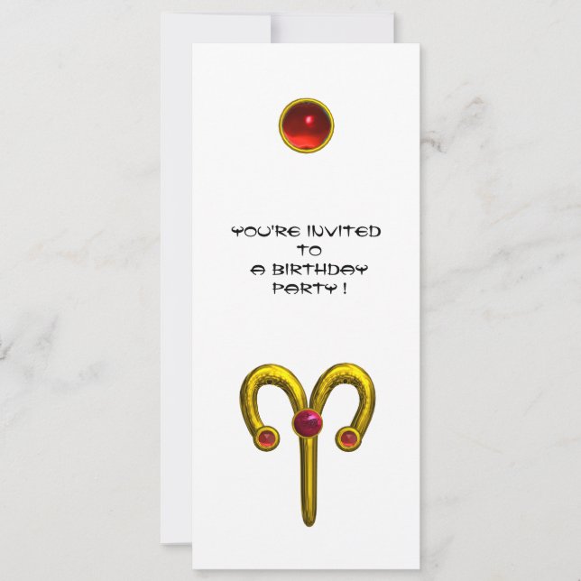 ARIES RUBY, hellgelb, rot Einladung (Vorderseite)