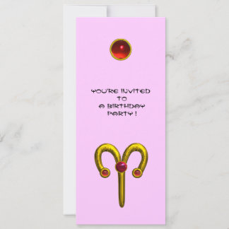 ARIES RUBY , hellgelb violett rosa Einladung