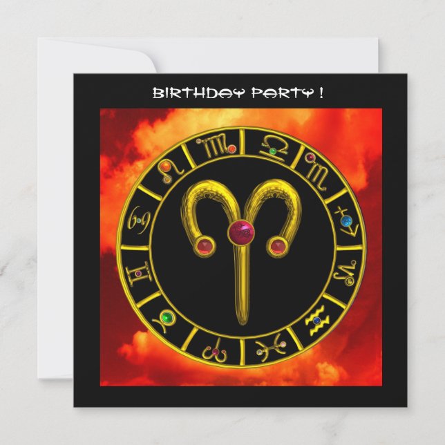 ARIES RUBY-Kreis, hellgelb, rot-orange schwarz Einladung (Vorderseite)