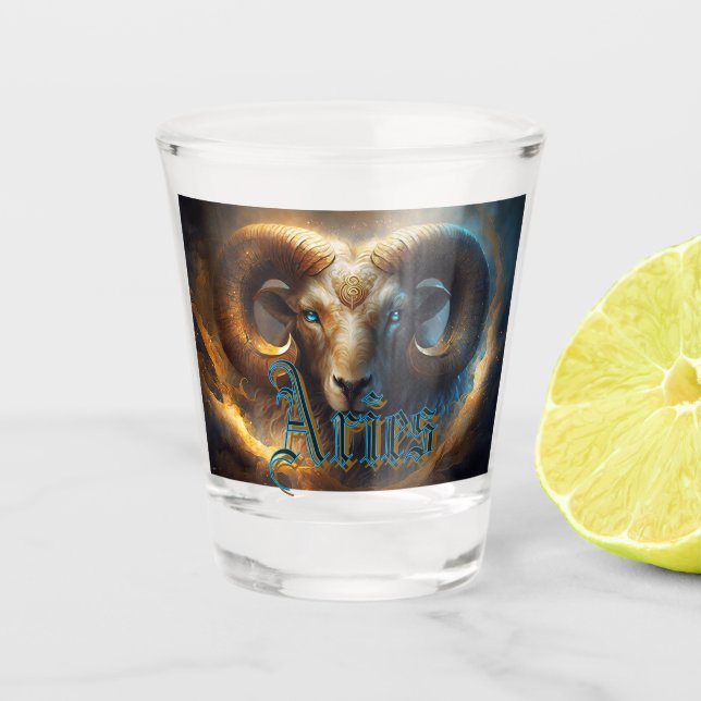 Aries Schnapsglas (Vorderseite)