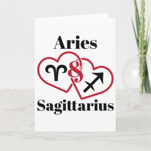 Aries Schütze Sternzeichen Paare Astrologie Herz V Karte