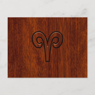 Aries Sign on Mahogany wie Printdekor Postkarte