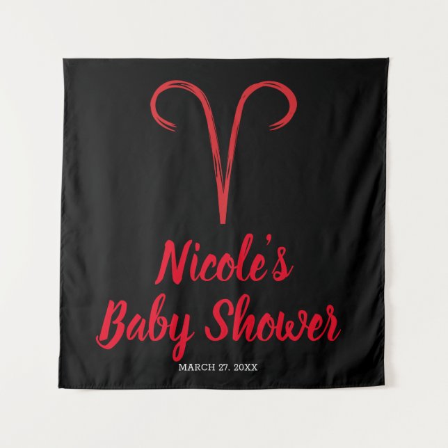 ARIES signieren Rote Astrologie Zodiac Party Hinte Wandteppich (Vorderseite)