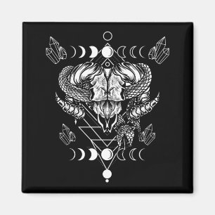 Aries Skull Wicca Occult Crescent Moon Witchcraft Magnet