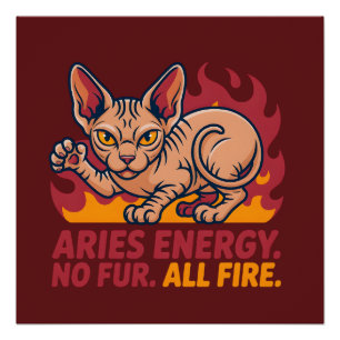 Aries Sphynx Katze Feuer Zodiac Energie Kunst Poster