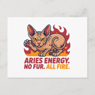 Aries Sphynx-Katze Feuer Zodiac Energie Kunst Postkarte