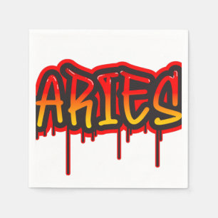 ARIES Sternzeichen Feuerzeichen Rot Babyparty Serviette