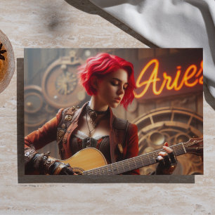 Aries Sternzeichen Musiker Gitarre Decoupage Seidenpapier