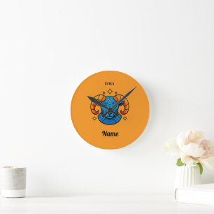 Aries-Sternzeichen Pop Art Retro-Widder-Illustrati Runde Wanduhr