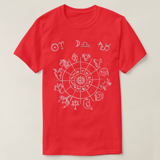 Aries Sun Libra Moon Taurus Steigende Astrologie T-Shirt (Design vorne)