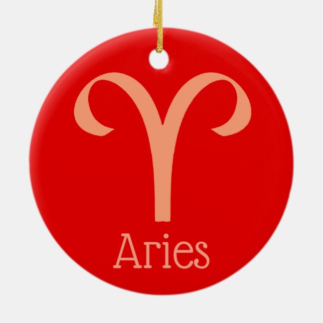 Aries Sun Sign Zodiac Symbol Keramik Ornament (Hinten)