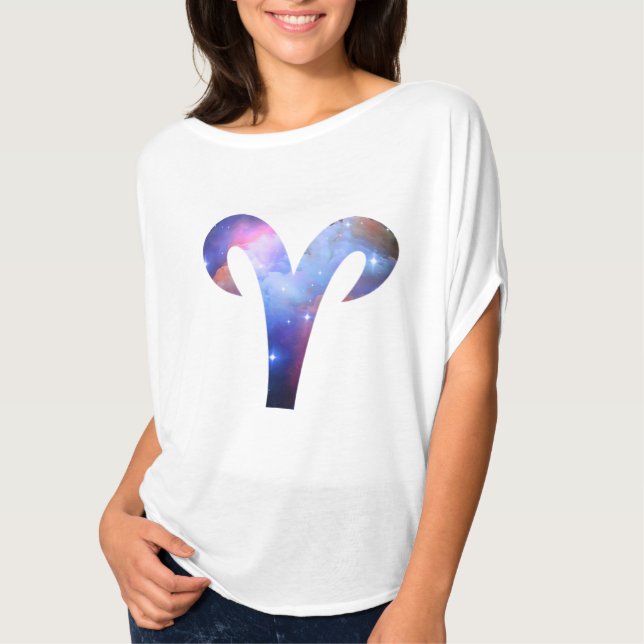 Aries Symbol Flowy Circle Oben T-Shirt (Vorderseite)