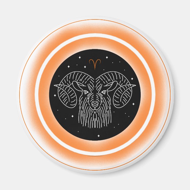 Aries-Symbol – Minimales Astrologie-Emblem Magnet (Vorne)