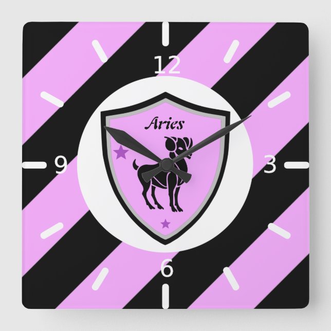 Aries-Symbol      Quadratische Wanduhr (Vorderseite)