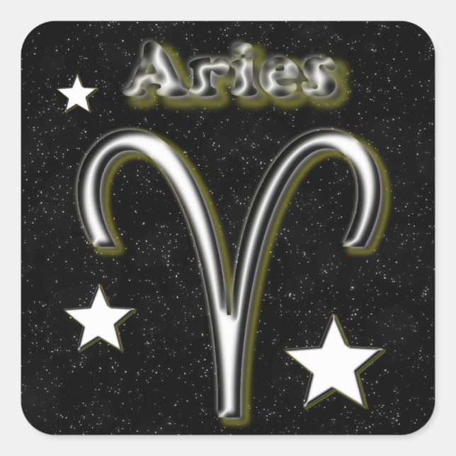 Aries-Symbol Quadratischer Aufkleber (Vorderseite)