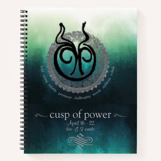 Aries-Taurus Cusp Spiral Notebook Notizbuch (Vorderseite)
