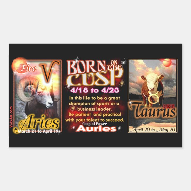 Aries Taurus zodiac Cusp by valxart Rechteckiger Aufkleber (Vorderseite)