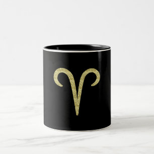 ARIES the Ram Gold Crinkle Fire Sign Astrologie Zweifarbige Tasse
