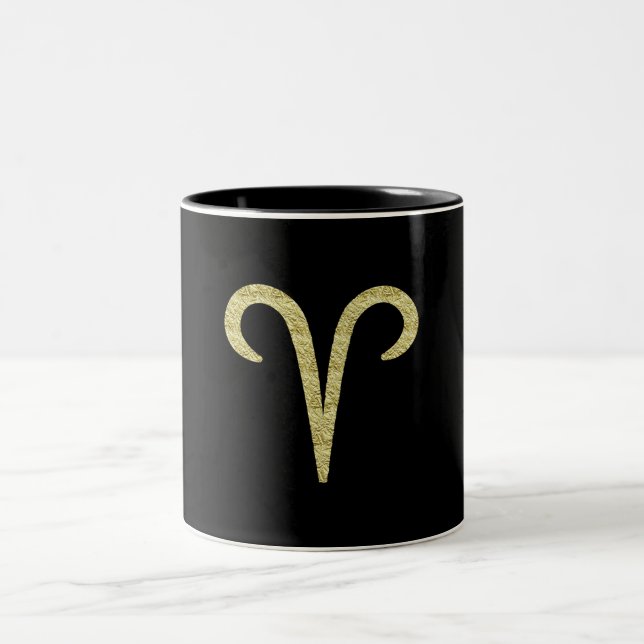 ARIES the Ram Gold Crinkle Fire Sign Astrologie Zweifarbige Tasse (Mittel)