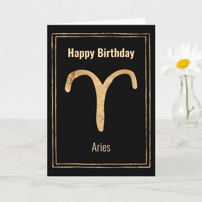 Aries the Ram Happy Birthday Gold zodiac Astrologi Karte (Kleine Pflanze)