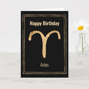 Aries the Ram Happy Birthday Gold zodiac Astrologi Karte