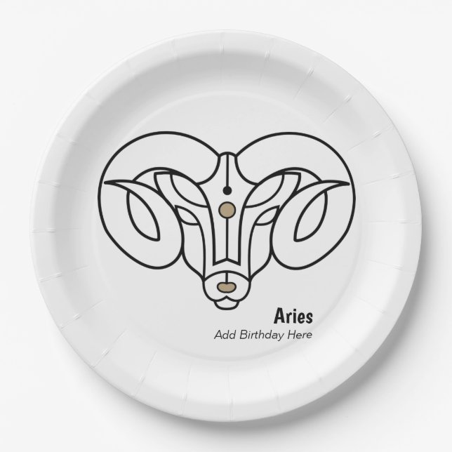 Aries the ram personalisiert zodiac pappteller (Vorderseite)