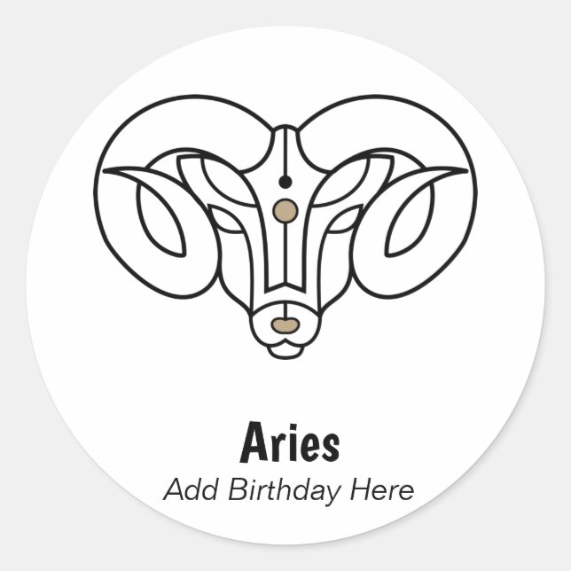 Aries the ram personalisiert zodiac runder aufkleber (Vorderseite)
