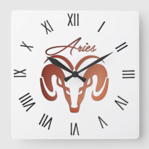 Aries the Ram Zodiac Glass Quadratische Wanduhr