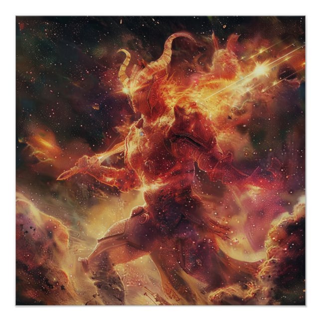 Aries (The Warrior) Zodiac Sign Deity Poster (Vorderseite)