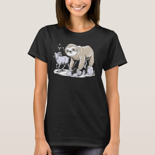 Aries Tierkreiszeichen Soth Faultier Widder Univer T-Shirt (Vorderseite)