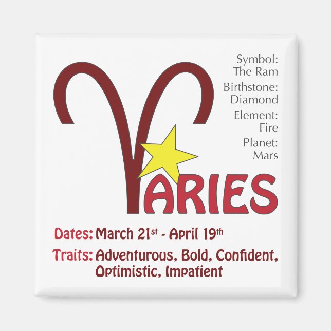 Aries Traits Magnet (Vorne)