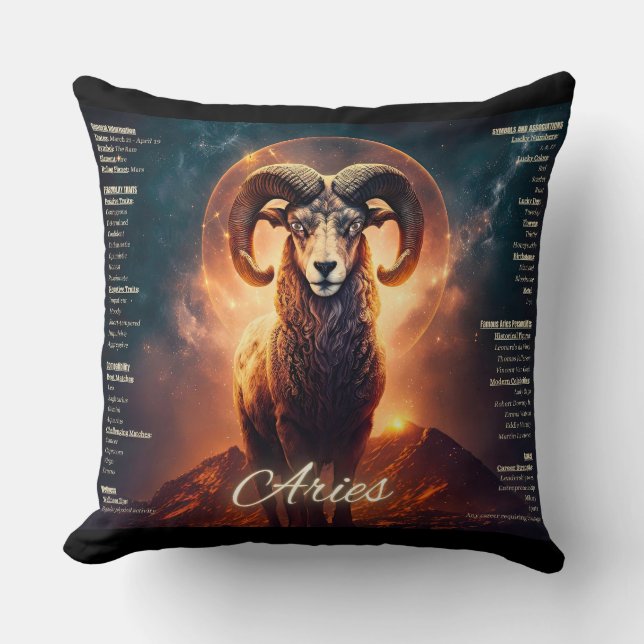 Aries Trays Zodiac Sign Horiscope Throw Kissen (Vorderseite)