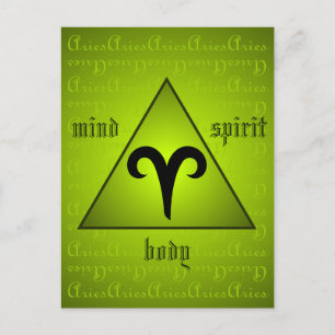 Aries Triangle Mind Body Spirit Holisitic Green Postkarte