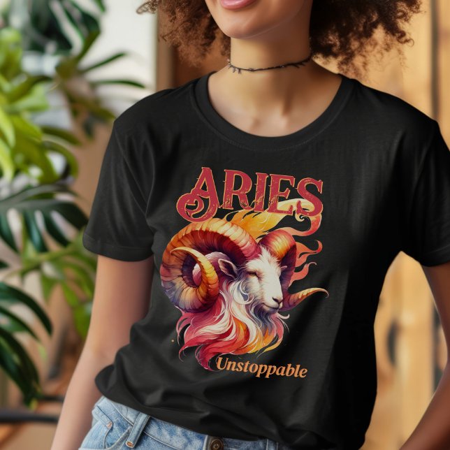 Aries Unaufhaltsames Wasserfarbenzeichen Zodiac Fe T-Shirt (Part of our Aries Birthday Party Suite | Aries Unstoppable Custom T-Shirts and Apparel)