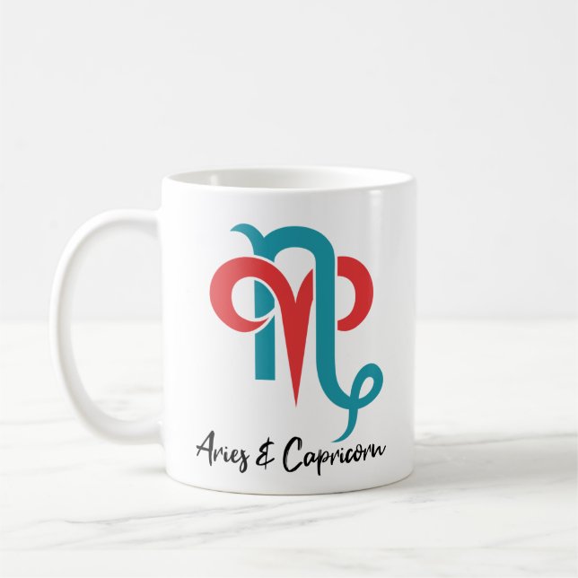 Äries und Capricorn Paare Zodiac Astrologie Kaffeetasse (Links)