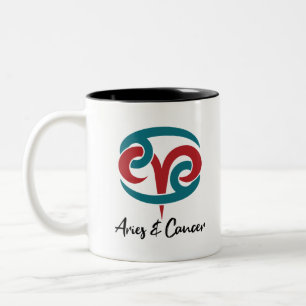 Äries und Krebs Zodiac Couple Horoskop Zweifarbige Tasse