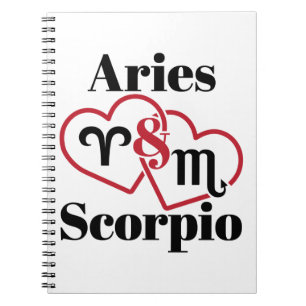 Äries und Scorpio Couple Zodiac Astrologie Herz Notizblock