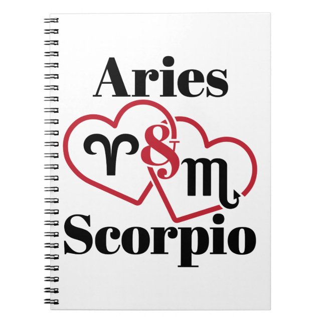 Äries und Scorpio Couple Zodiac Astrologie Herz Notizblock (Vorderseite)