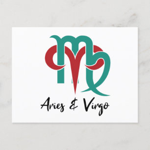 Aries und Virgo Zodiac Couple Horoskop Postkarte